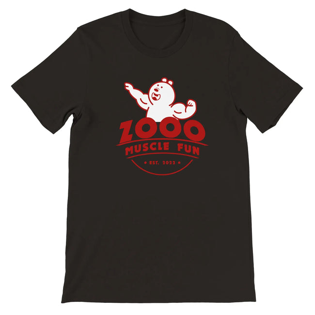 Zwart Beargymmie Power Pose T-shirt met rode print