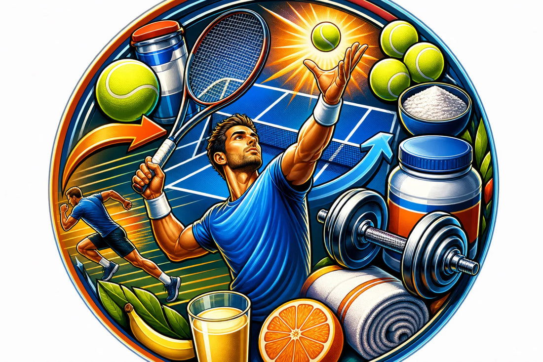 Tennisser serveert tijdens een training op een buitenbaan