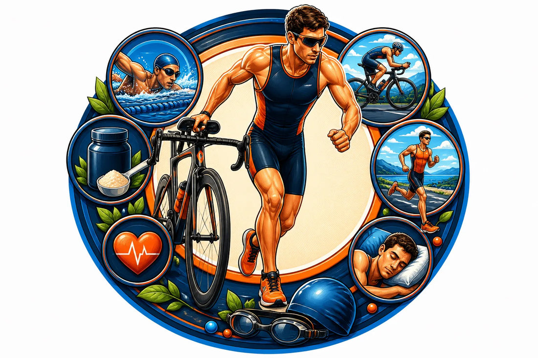 Triatleet wisselt van de fiets naar het looponderdeel tijdens een wedstrijd