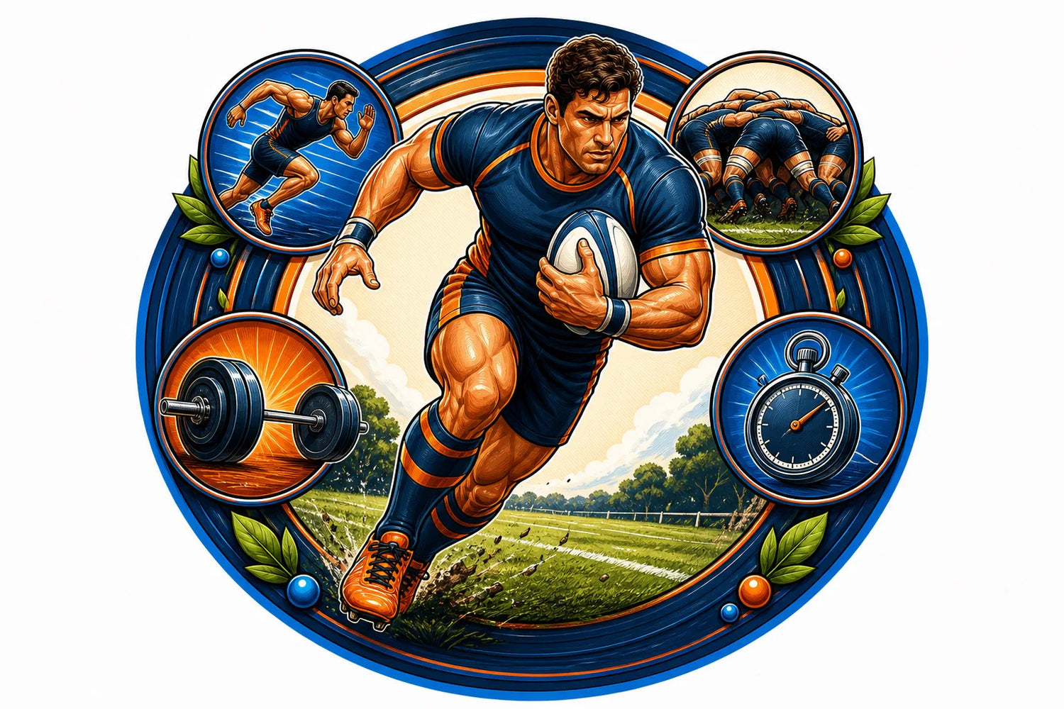 Rugbyspeler breekt door een tackle tijdens een intensieve wedstrijd
