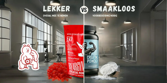 Vergelijking van creatine gummies, poeder met hun voordelen en nadelen in een fitnesscontext