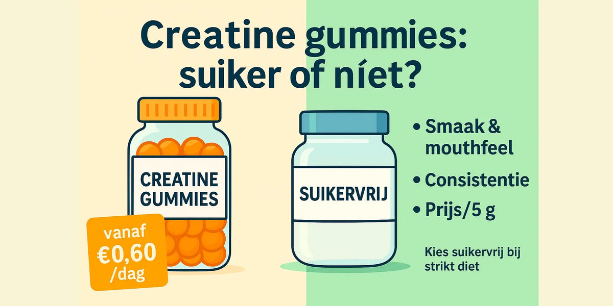 Creatine gummies met suiker vergeleken met Performance+ suikervrij