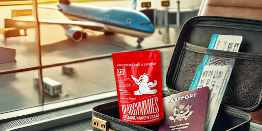 Creatine gummies in handbagage tijdens vliegreis