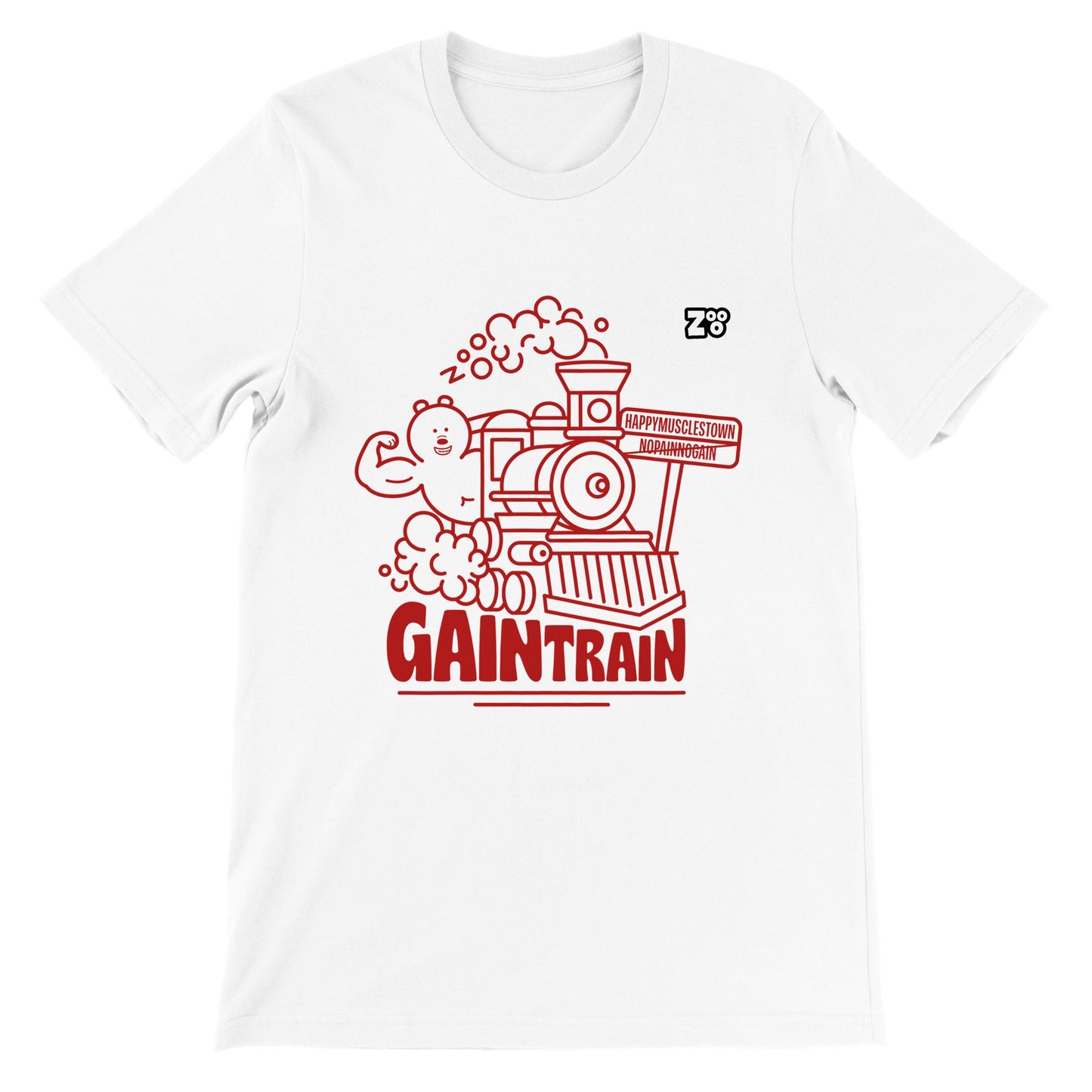 Gaintrain T-Shirt: Ihr Ticket für Kraft und Komfort (auf der Vorderseite bedruckt)
