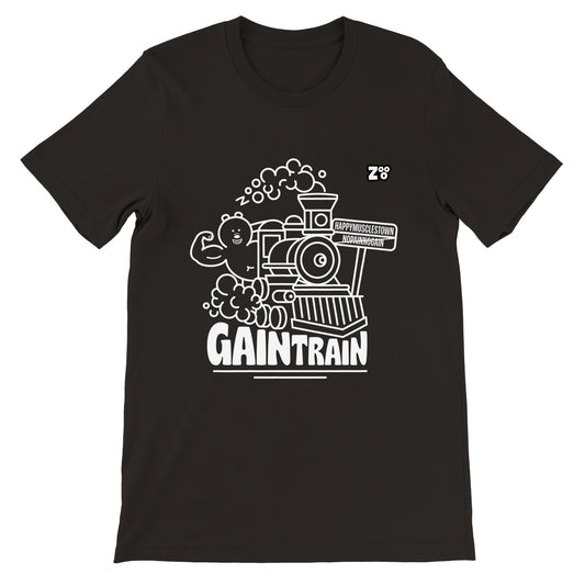 Gaintrain T-Shirt: Ihr Ticket für Kraft und Komfort (auf der Vorderseite bedruckt)