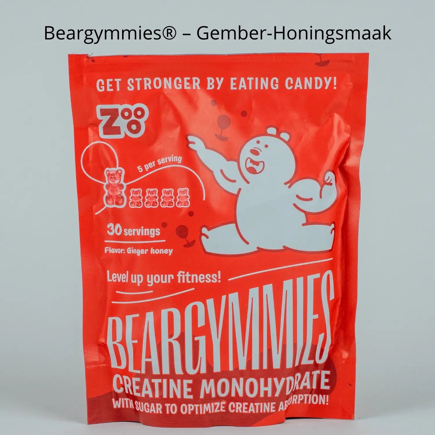 Beargymmies creatine gummies met gember-honingsmaak – unieke combinatie van fris en zacht zoet voor dagelijks gebruik.