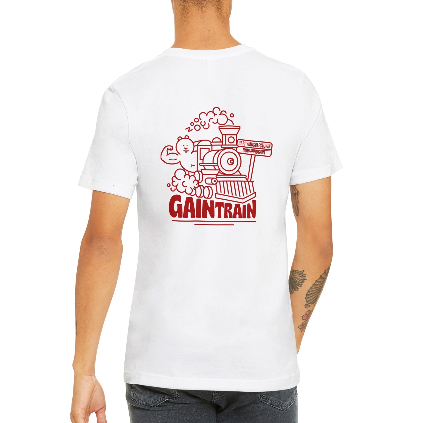 Gaintrain-T-Shirt: Ihr Ticket für Kraft und Komfort (auf der Rückseite aufgedruckt)