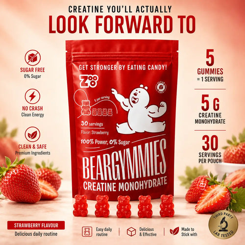Beargymmies creatine gummies: 5 gummies per dag, geen shaker, geen scoop en geen rommel.
