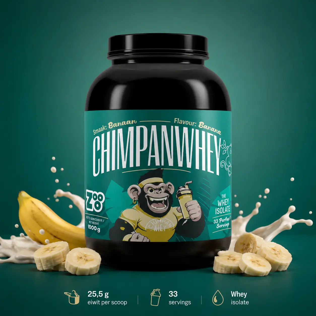 ChimpanWhey whey isolate eiwitpoeder met romige banaansmaak