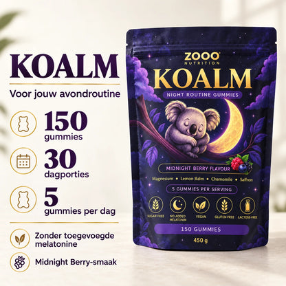 KOALM: 150 gummies, 30 dagporties, 5 gummies per dag, zonder toegevoegde melatonine